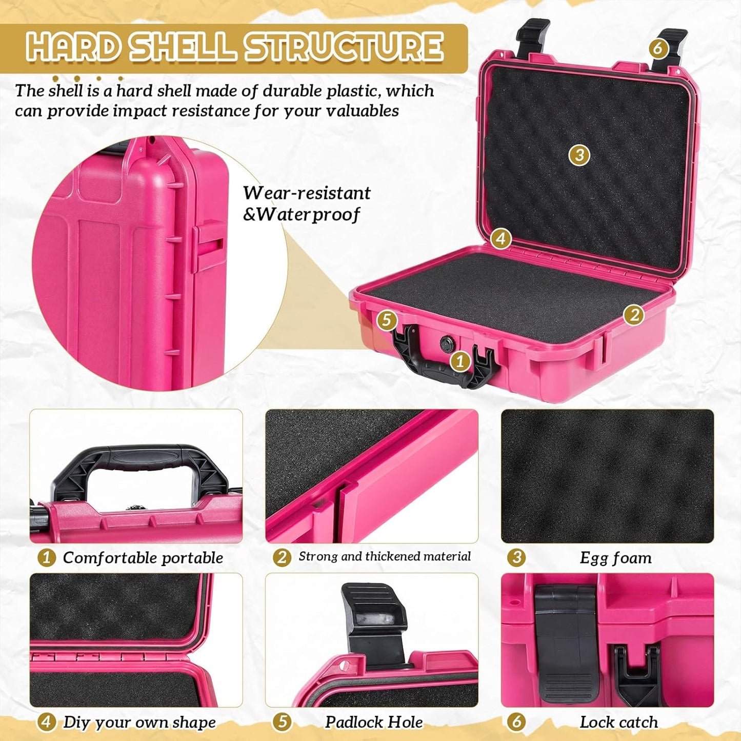 1 Pcs Waterproof Hard Case with DIY Customizable Foam Insert Portable Protective Case with Knife for Camera Drones Equipments Tools Test Instruments(Gray,14.3 x 11.4 x 4.5 Inch)