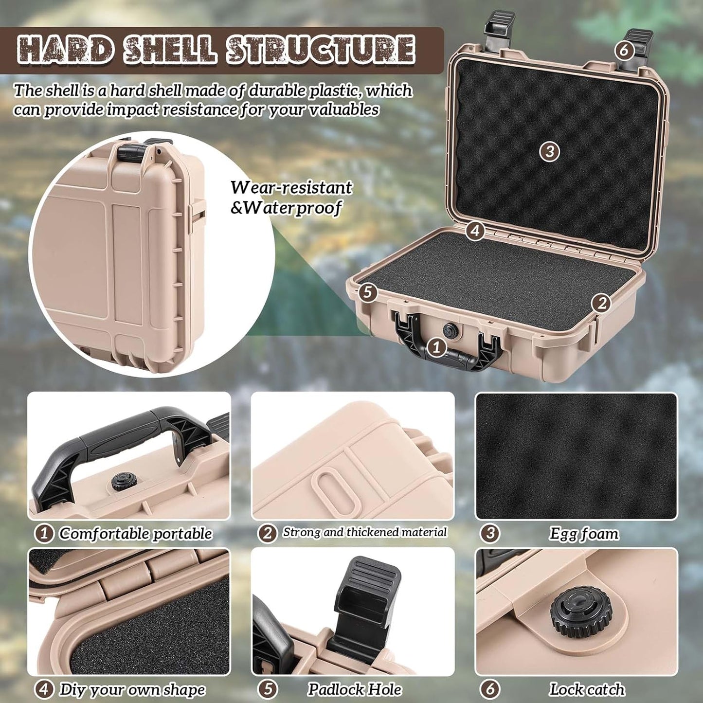 1 Pcs Waterproof Hard Case with DIY Customizable Foam Insert Portable Protective Case with Knife for Camera Drones Equipments Tools Test Instruments(Gray,14.3 x 11.4 x 4.5 Inch)