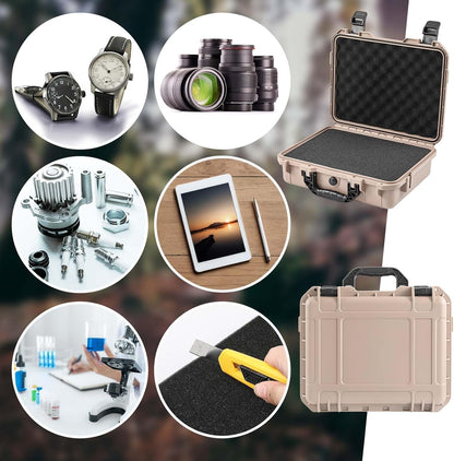 1 Pcs Waterproof Hard Case with DIY Customizable Foam Insert Portable Protective Case with Knife for Camera Drones Equipments Tools Test Instruments(Gray,14.3 x 11.4 x 4.5 Inch)