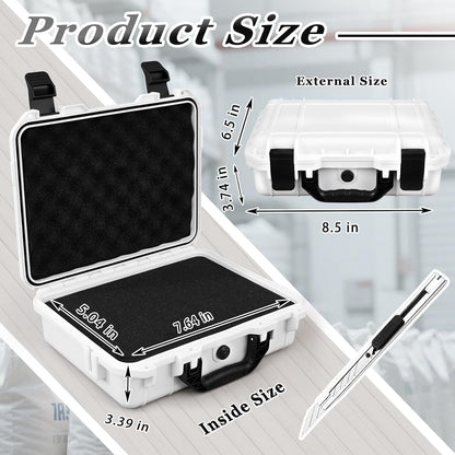 1 Pcs Waterproof Hard Case with DIY Customizable Foam Insert Portable Protective Case with Knife for Camera Drones Equipments Tools Test Instruments(Gray,14.3 x 11.4 x 4.5 Inch)