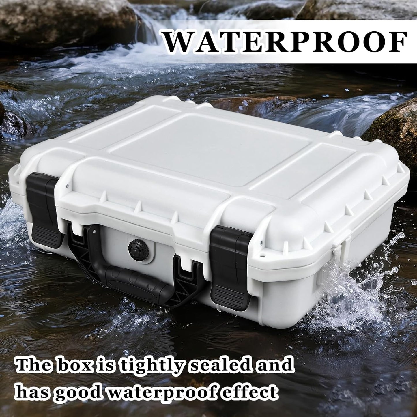 1 Pcs Waterproof Hard Case with DIY Customizable Foam Insert Portable Protective Case with Knife for Camera Drones Equipments Tools Test Instruments(Gray,14.3 x 11.4 x 4.5 Inch)