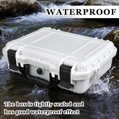 1 Pcs Waterproof Hard Case with DIY Customizable Foam Insert Portable Protective Case with Knife for Camera Drones Equipments Tools Test Instruments(Gray,14.3 x 11.4 x 4.5 Inch)