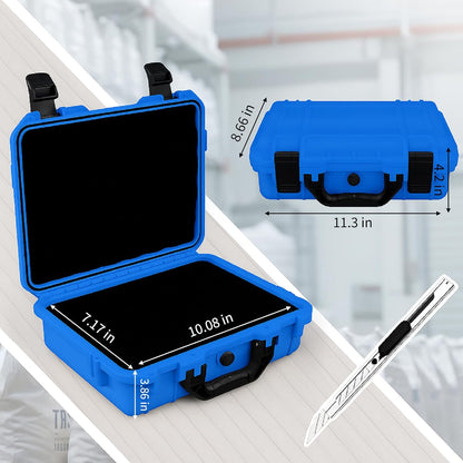 1 Pcs Waterproof Hard Case with DIY Customizable Foam Insert Portable Protective Case with Knife for Camera Drones Equipments Tools Test Instruments(Gray,14.3 x 11.4 x 4.5 Inch)