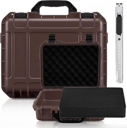 1 Pcs Waterproof Hard Case with DIY Customizable Foam Insert Portable Protective Case with Knife for Camera Drones Equipments Tools Test Instruments(Gray,14.3 x 11.4 x 4.5 Inch)
