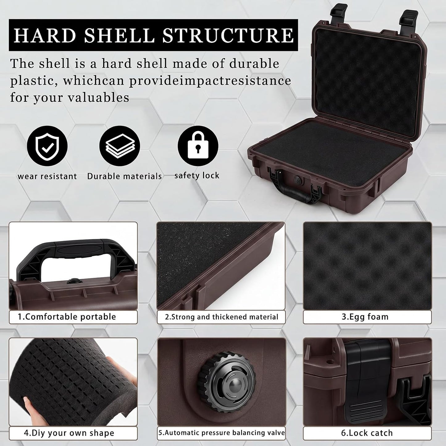 1 Pcs Waterproof Hard Case with DIY Customizable Foam Insert Portable Protective Case with Knife for Camera Drones Equipments Tools Test Instruments(Gray,14.3 x 11.4 x 4.5 Inch)