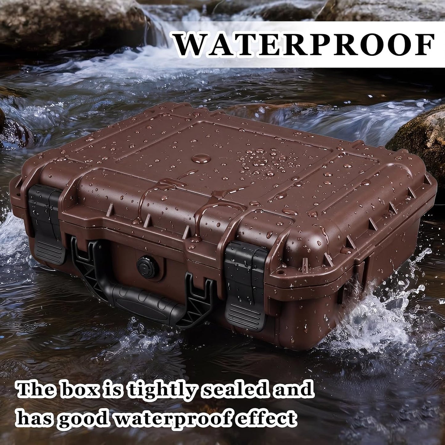 1 Pcs Waterproof Hard Case with DIY Customizable Foam Insert Portable Protective Case with Knife for Camera Drones Equipments Tools Test Instruments(Gray,14.3 x 11.4 x 4.5 Inch)