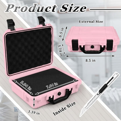 1 Pcs Waterproof Hard Case with DIY Customizable Foam Insert Portable Protective Case with Knife for Camera Drones Equipments Tools Test Instruments(Gray,14.3 x 11.4 x 4.5 Inch)