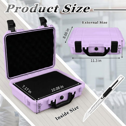 1 Pcs Waterproof Hard Case with DIY Customizable Foam Insert Portable Protective Case with Knife for Camera Drones Equipments Tools Test Instruments(Gray,14.3 x 11.4 x 4.5 Inch)