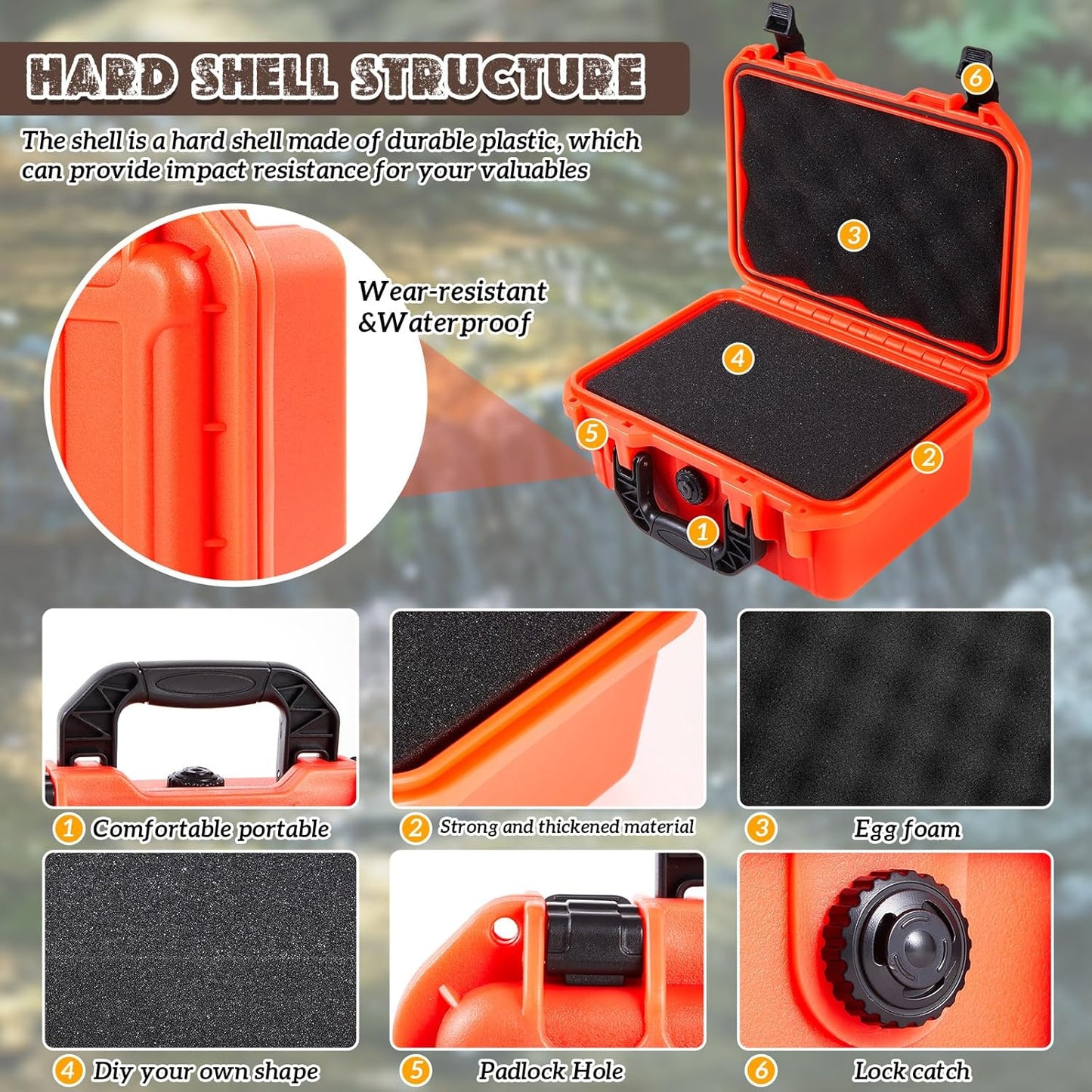 1 Pcs Waterproof Hard Case with DIY Customizable Foam Insert Portable Protective Case with Knife for Camera Drones Equipments Tools Test Instruments(Gray,14.3 x 11.4 x 4.5 Inch)