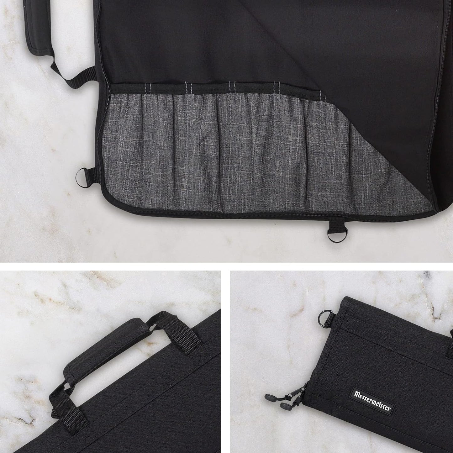 Preservation 8-Pocket Knife Luggage, Black - 8 Elasticized, Reinforced Pockets for Culinary Tools - Holds Up to 18” Knife - Made From 100% Recycled Water Bottles