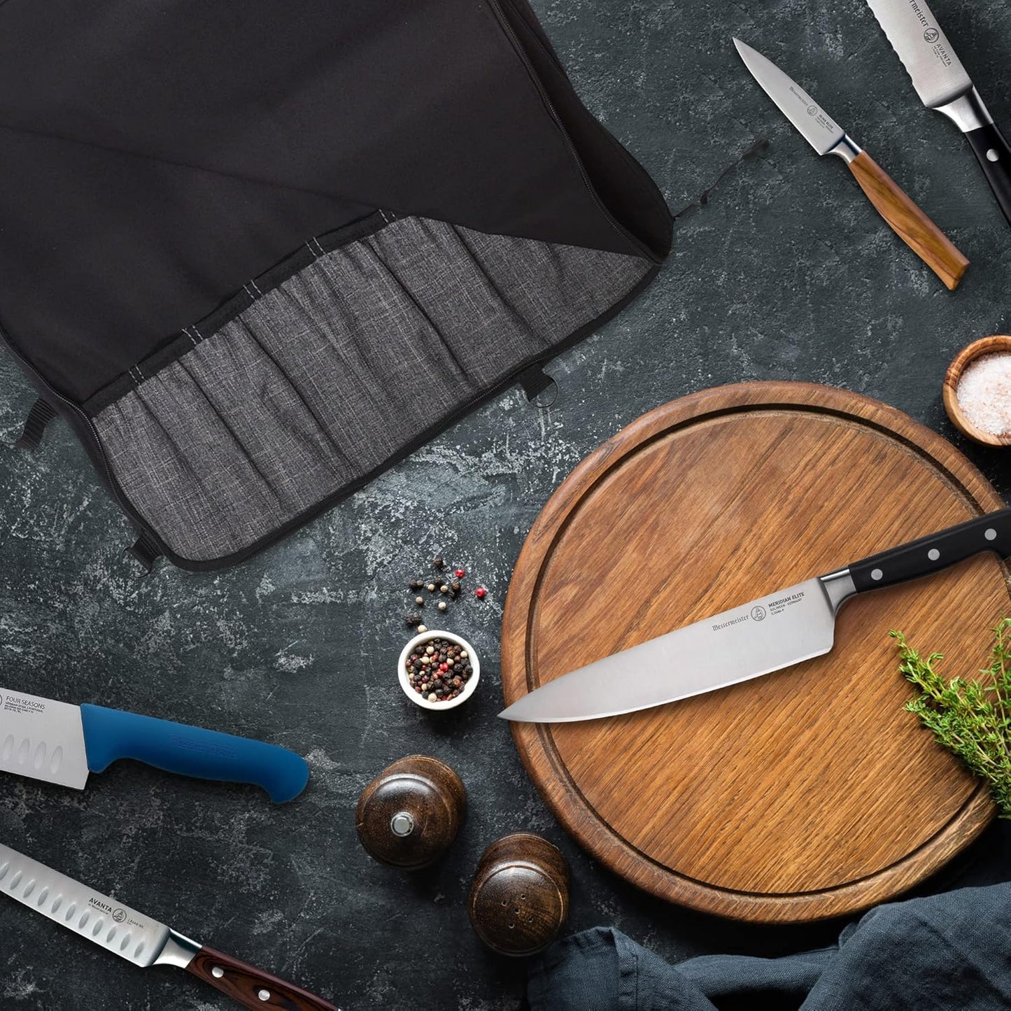 Preservation 8-Pocket Knife Luggage, Black - 8 Elasticized, Reinforced Pockets for Culinary Tools - Holds Up to 18” Knife - Made From 100% Recycled Water Bottles