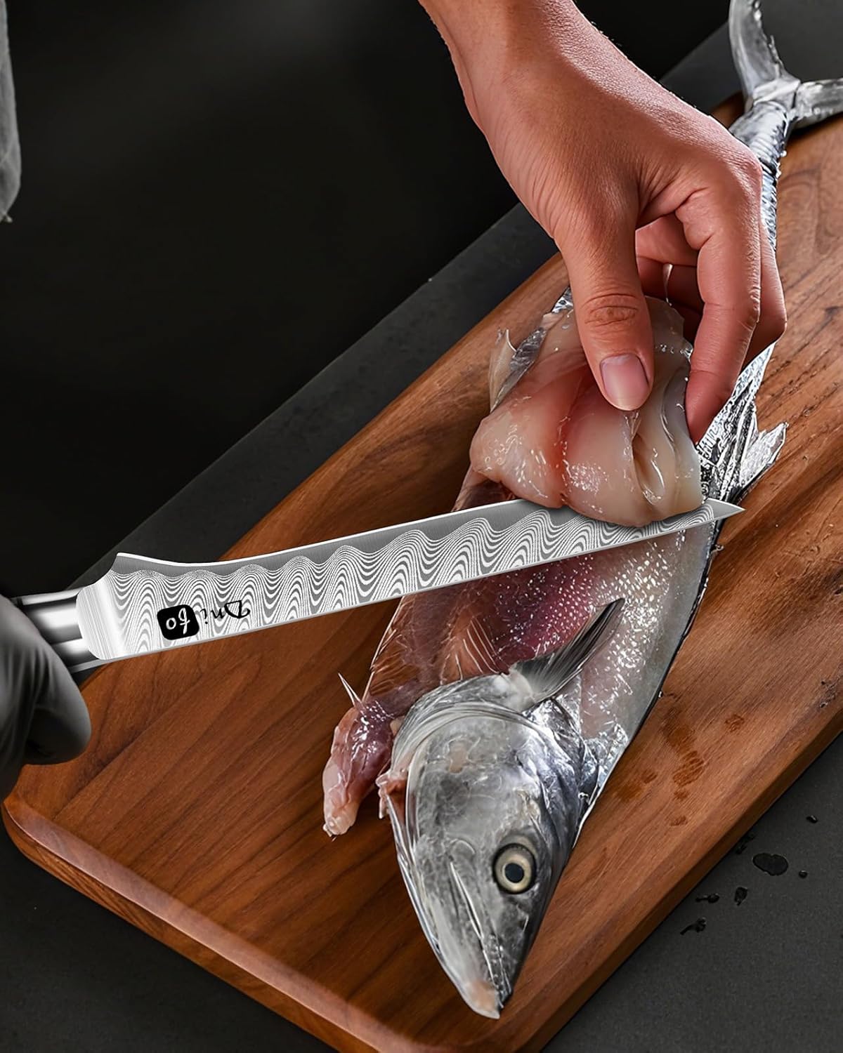 Paring Knife 3.5 Inch, Japanese VG-10 Steel Damascus Knife | Sharp Stainless Steel Blade, Blue Resin & Birch Wood Handle, Hand Wash Recommended, Ideal for Gifting