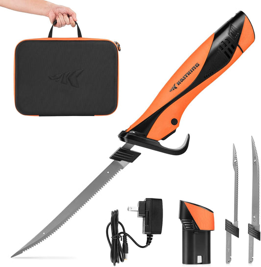 Speed Demon Pro Lithium-ion Electric Fillet Knife - Cordless Rechargeable Fishing Knife with 2 Blades, High Torque Motor with Extended Battery Life, Ergonomic Handle and Custom Carry Case