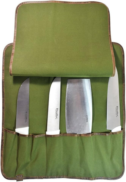 Chef's Knife Roll Bag (8 Pockets), Portable Knife Organizer, Cooking Accessories, Travel Bag, Full Grain Leather, Handmade
