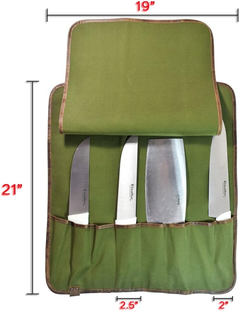 Chef's Knife Roll Bag (8 Pockets), Portable Knife Organizer, Cooking Accessories, Travel Bag, Full Grain Leather, Handmade