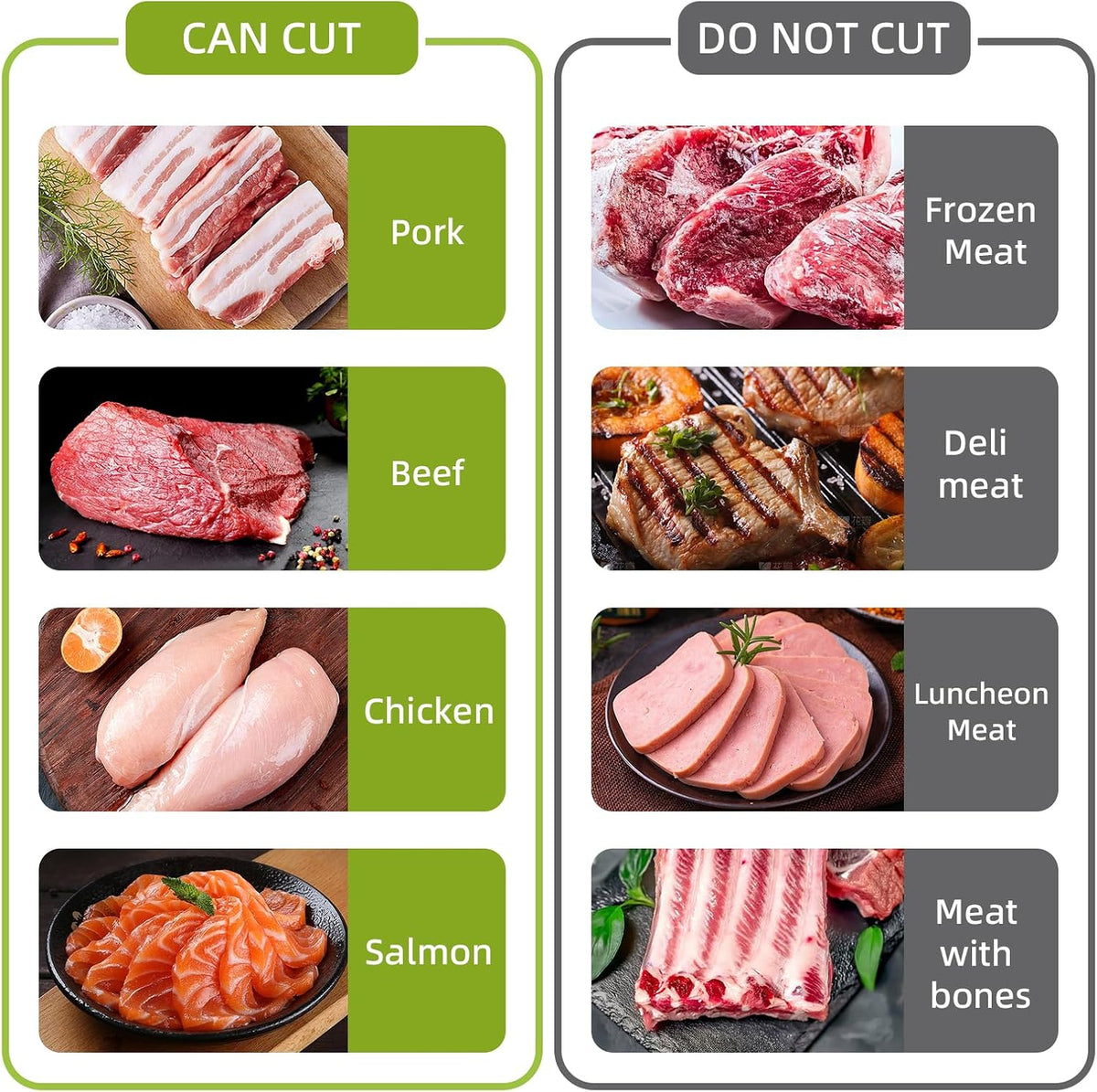 QYKIC Fresh Meat Slicer, Thickness Adjustable 2/4 mm Stainless Steel