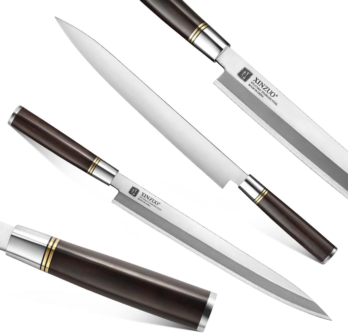 11 Inch Yanagiba Knife X7Cr17MoV Forged Steel, Sashimi Sushi Knife Stainless Steel, Single-edged Blade, Chef Knife for Fish Filleting,Slicing-Ebony Wood Handle-Betula Wooden Sheath