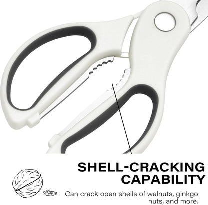 Heavy Duty Kitchen Scissors with Magnetic Holder Magnetic Shears for Fridge, Kitchen Shears Magnet Sheath Food Scissors Set for Meat Poultry Cooking BBQ Vegetables, White