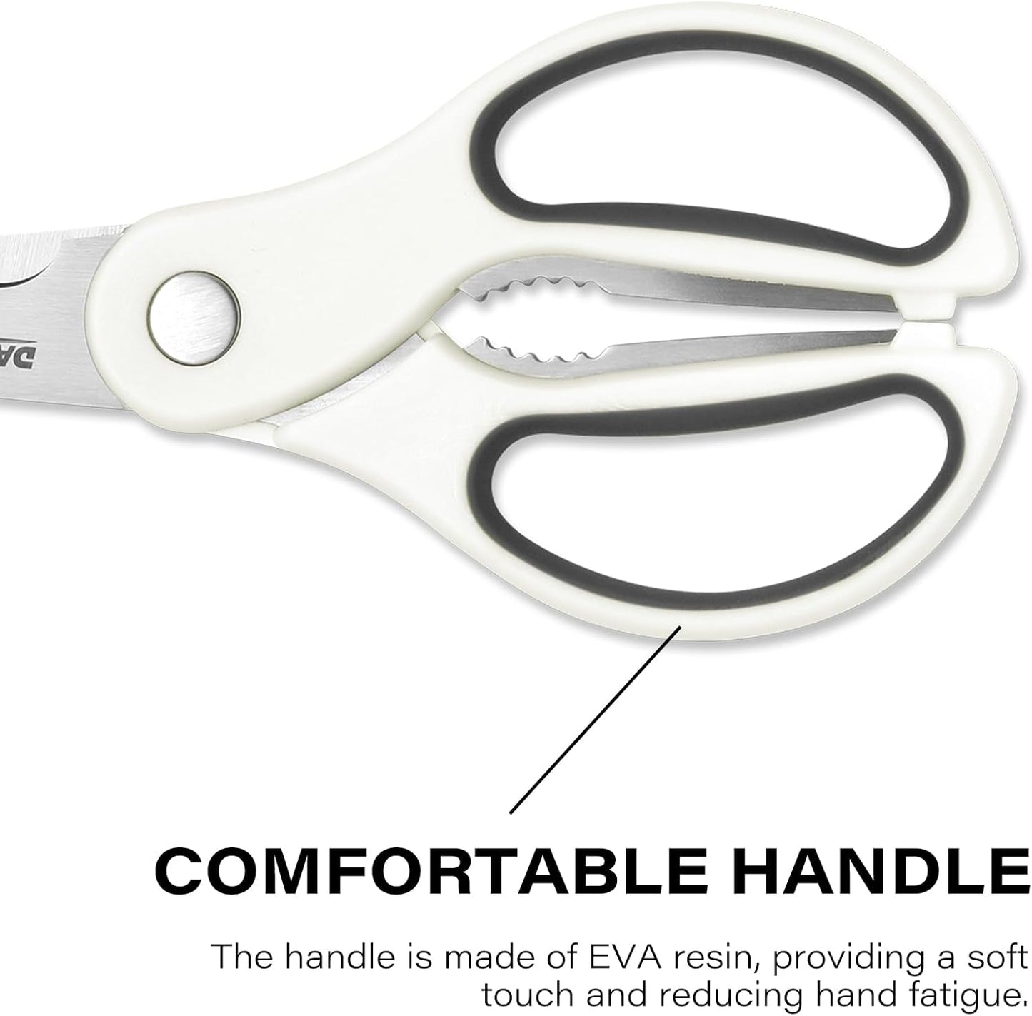 Heavy Duty Kitchen Scissors with Magnetic Holder Magnetic Shears for Fridge, Kitchen Shears Magnet Sheath Food Scissors Set for Meat Poultry Cooking BBQ Vegetables, White
