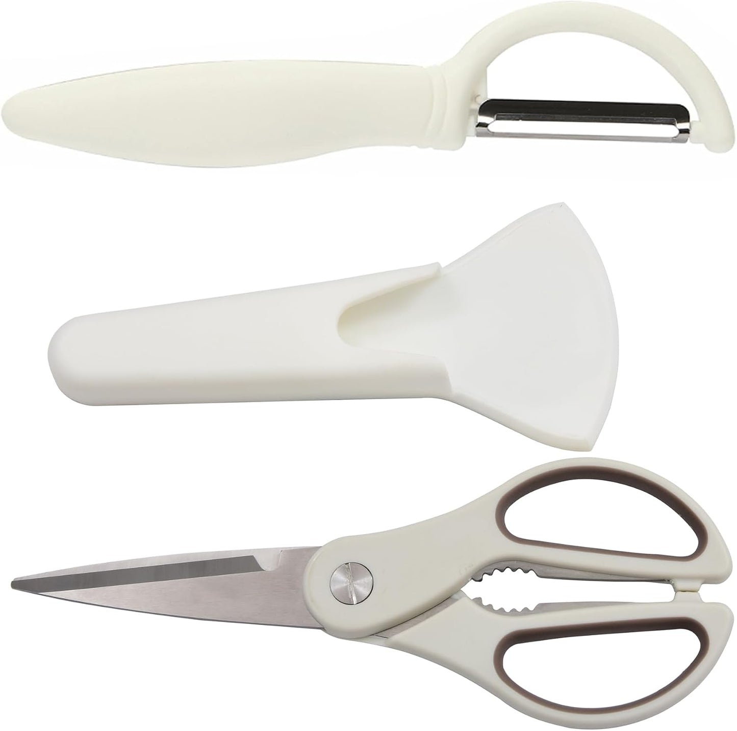 Heavy Duty Kitchen Scissors with Magnetic Holder Magnetic Shears for Fridge, Kitchen Shears Magnet Sheath Food Scissors Set for Meat Poultry Cooking BBQ Vegetables, White