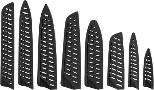 8pcs Kitchen Safety Knife Covers Knife Sheath Universal Knives Guards Set Sleeves Blade Protector Black Knives Sheath for Paring Utility Bread Carving Chef 8" 7" 6.5" 5.5" 5.3" 3.5"