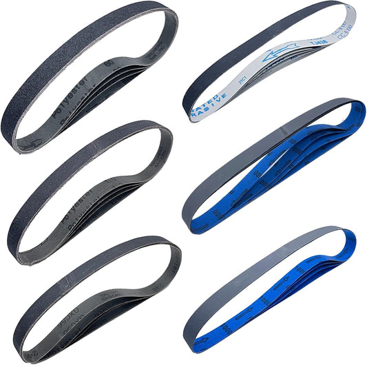 1x30 Inch Silicon Carbide Sanding Belts, 4 PCS Each of 80,120, 240, 400, 800,1000 Grits Knife Sharpening Belt Kits for 1 x 30 Inch Belt Sander, 24 Pack