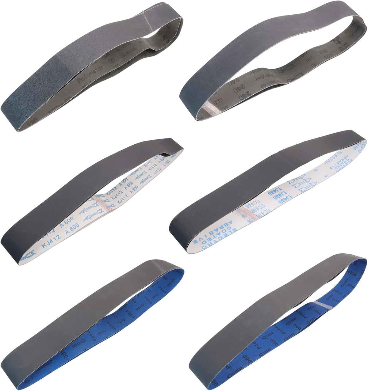 1x30 Inch Silicon Carbide Sanding Belts, 4 PCS Each of 80,120, 240, 400, 800,1000 Grits Knife Sharpening Belt Kits for 1 x 30 Inch Belt Sander, 24 Pack