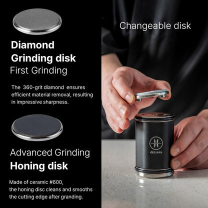 Rolling Knife Sharpener - EXTRA FINE Whetstone Knife Sharpener Roller - EASY TO USE - Rolling Sharpener for Knives with Magnetic Knife Holder - Knife Sharpening Kit knife sharpener stone