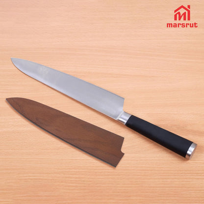 Saya Knife Cover for 9.5 inch/240mm Gyuto & for Chef, Blade Guard, Wooden Kitchen Knife Sheath Case Guards Protector for Japanese Culinary Knives, Natural Wood Material
