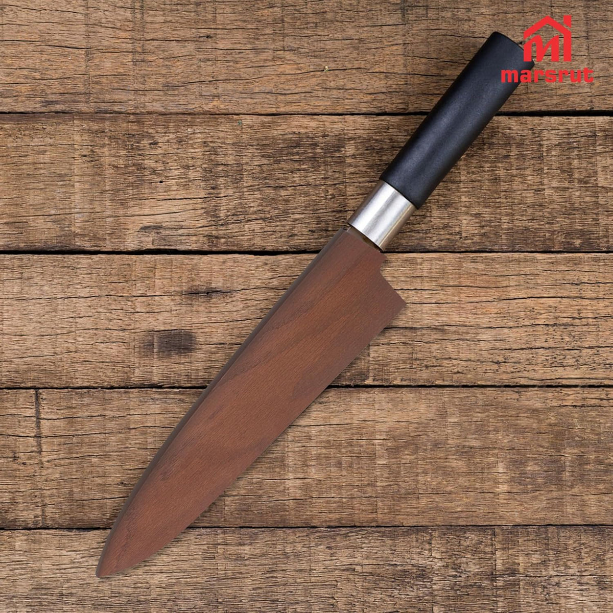 Saya Knife Cover for 9.5 inch/240mm Gyuto & for Chef, Blade Guard, Wooden Kitchen Knife Sheath Case Guards Protector for Japanese Culinary Knives, Natural Wood Material