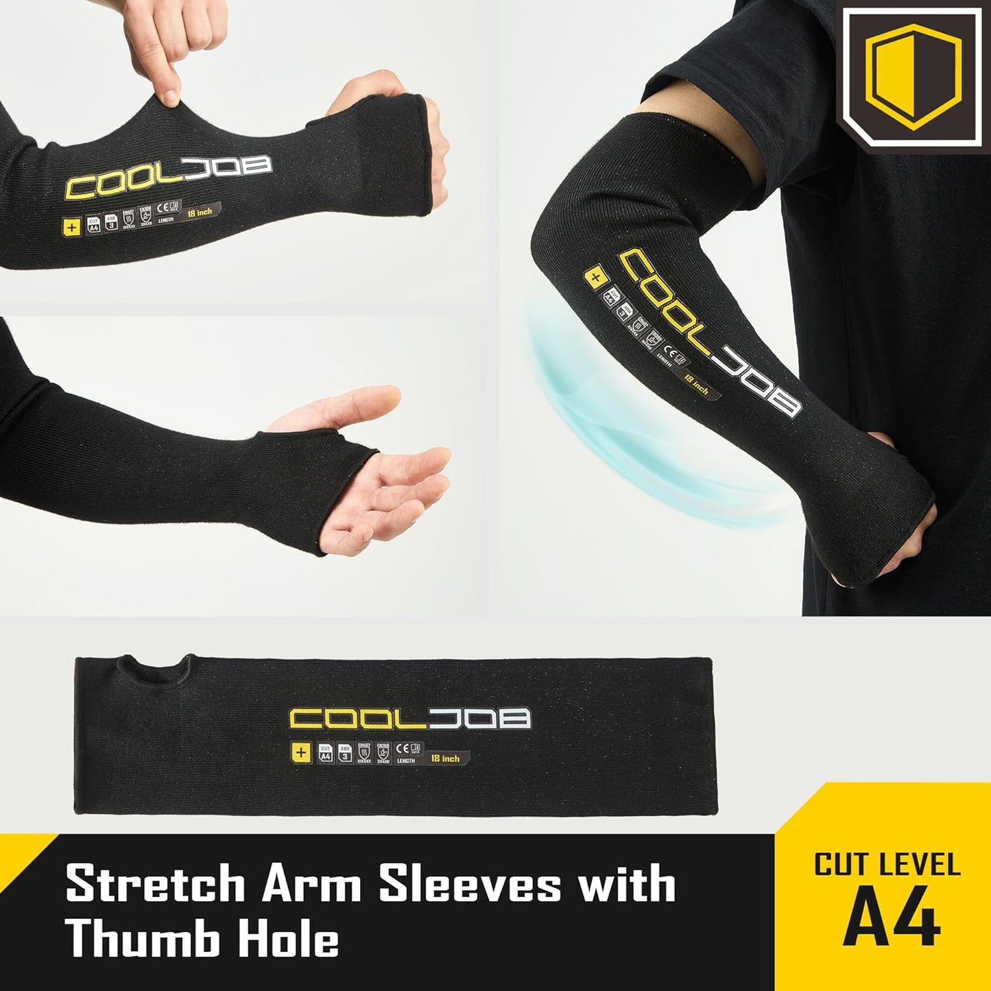 3 Pairs 14/18in A4 Cut Resistant Sleeves with Thumb Hole, UV Sun Protection Arm Sleeves for Thin Skin Farmer Gardener