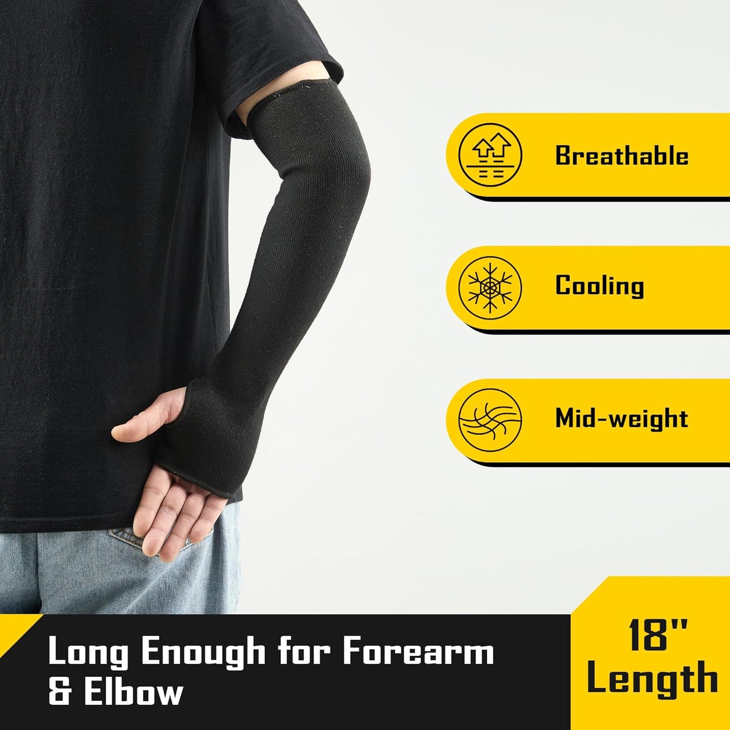 3 Pairs 14/18in A4 Cut Resistant Sleeves with Thumb Hole, UV Sun Protection Arm Sleeves for Thin Skin Farmer Gardener