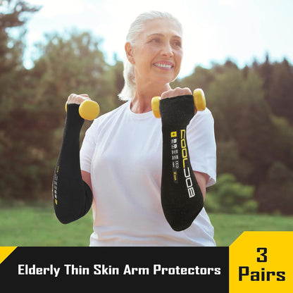 3 Pairs 14/18in A4 Cut Resistant Sleeves with Thumb Hole, UV Sun Protection Arm Sleeves for Thin Skin Farmer Gardener