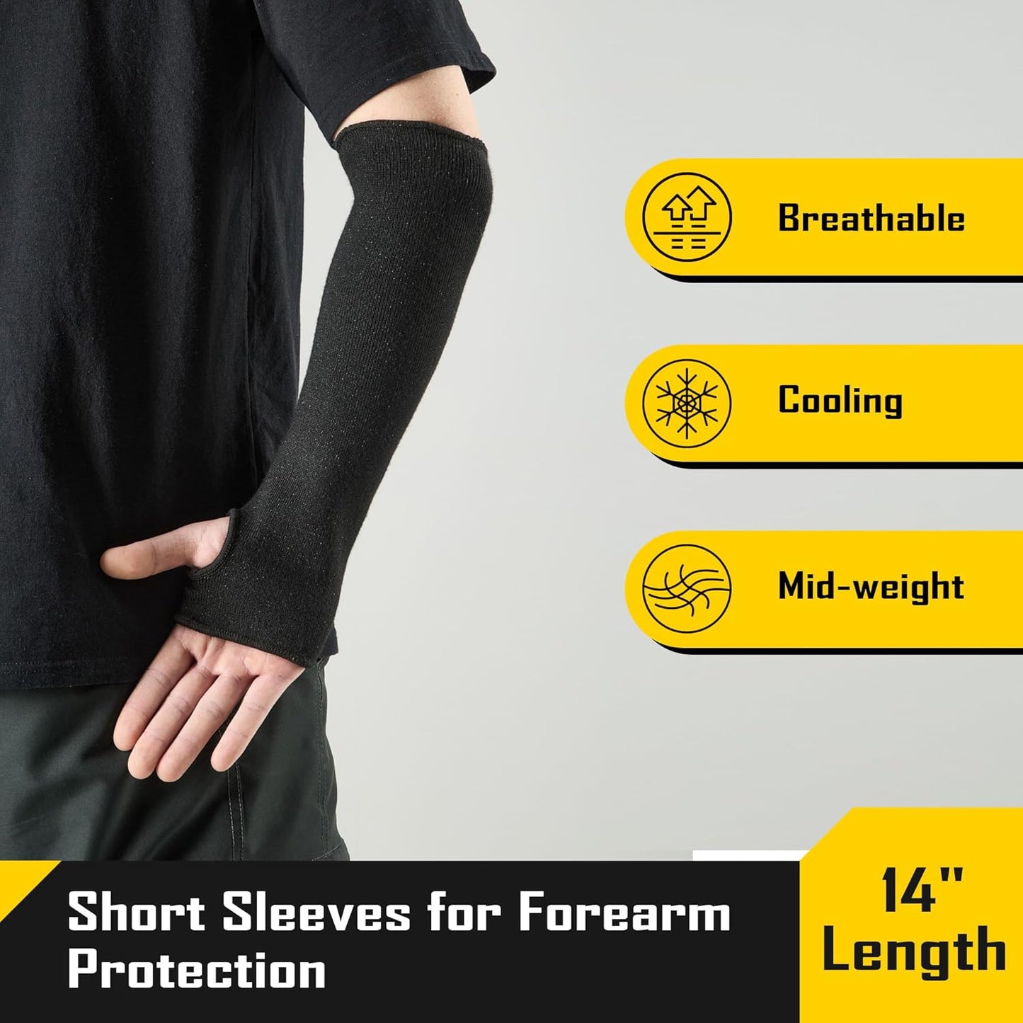 3 Pairs 14/18in A4 Cut Resistant Sleeves with Thumb Hole, UV Sun Protection Arm Sleeves for Thin Skin Farmer Gardener
