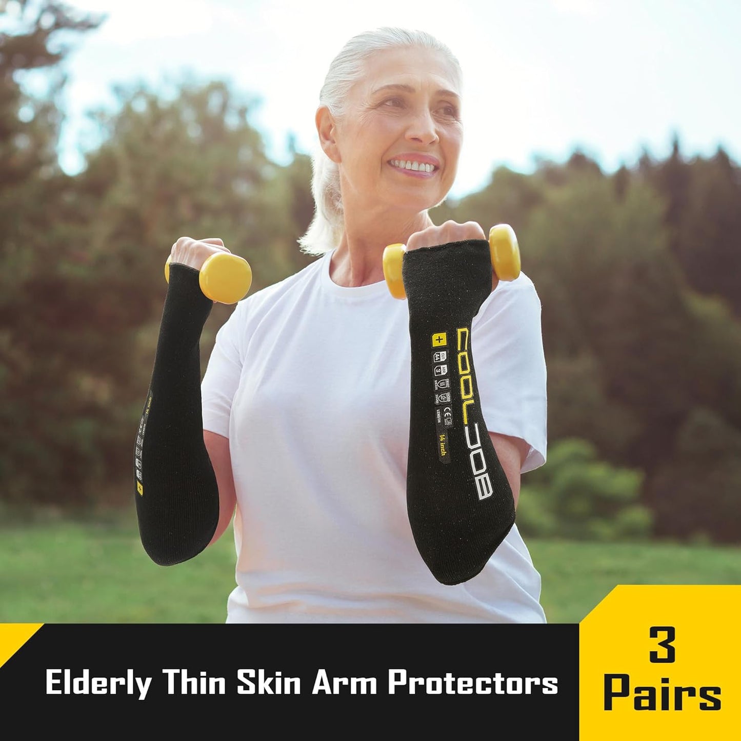 3 Pairs 14/18in A4 Cut Resistant Sleeves with Thumb Hole, UV Sun Protection Arm Sleeves for Thin Skin Farmer Gardener