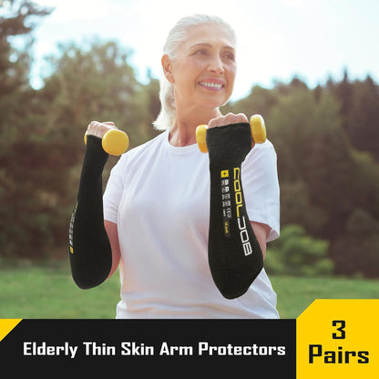 3 Pairs 14/18in A4 Cut Resistant Sleeves with Thumb Hole, UV Sun Protection Arm Sleeves for Thin Skin Farmer Gardener