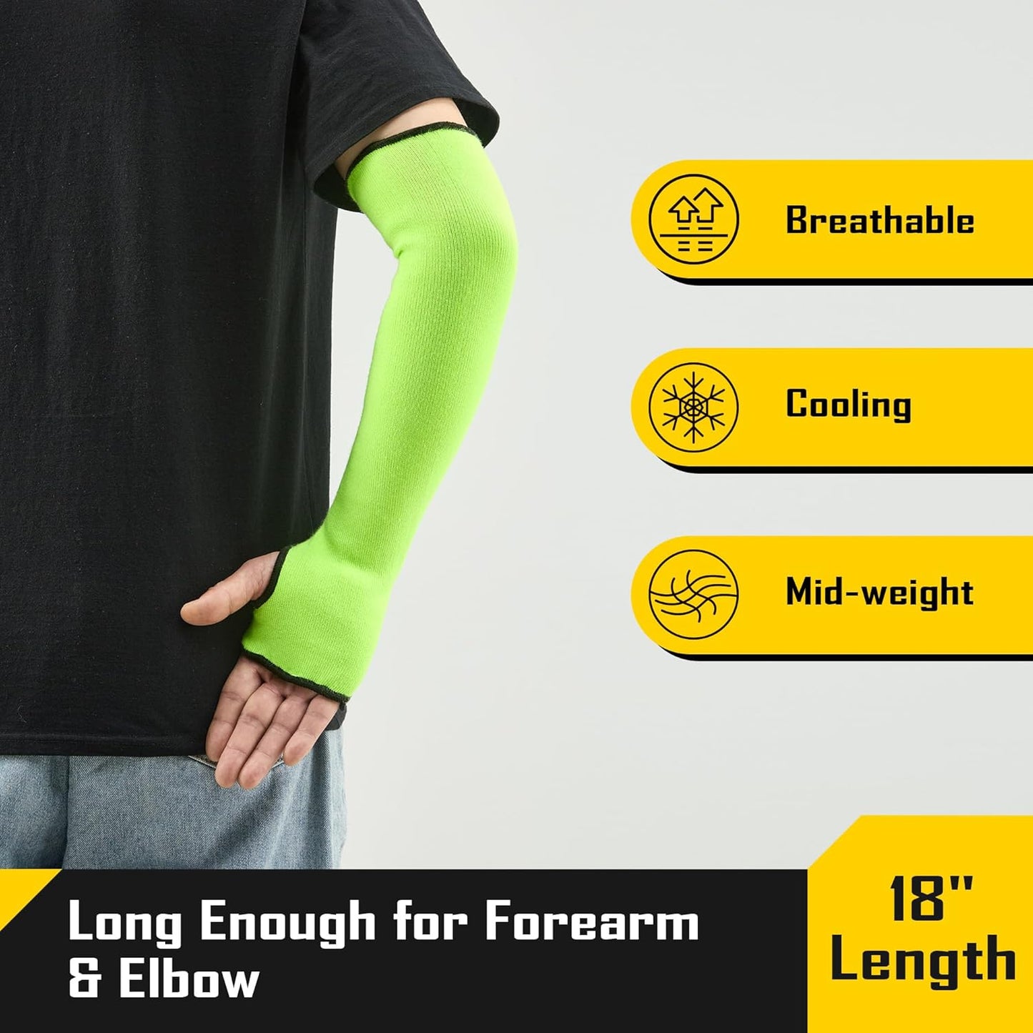 3 Pairs 14/18in A4 Cut Resistant Sleeves with Thumb Hole, UV Sun Protection Arm Sleeves for Thin Skin Farmer Gardener