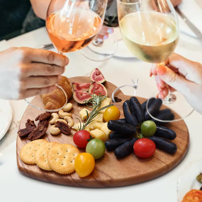 7pcs Cheese Board Set, Charcuterie Boards Set with Knives & Ceramic Bowls, Heart-shape Serving Board Set for Birthdays, Weddings, Feast, Housewarming(Pink)