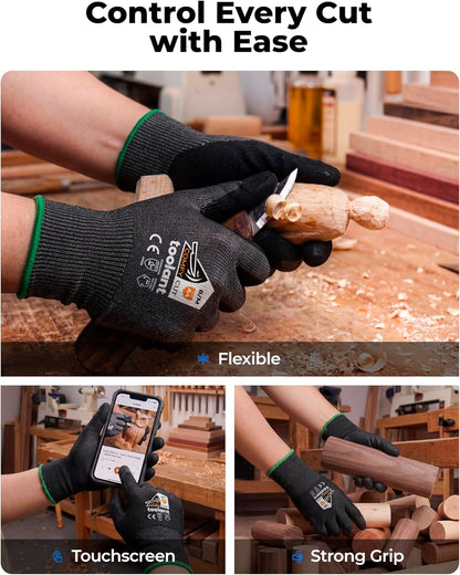 Metal Q Cut Resistant Set, Cut Resistant Sleeves for Thin Skin, Gardening, Pet Grooming & ANSI A4 Cut Resistant Work Gloves with Grip and Ultra Thin, Size Medium