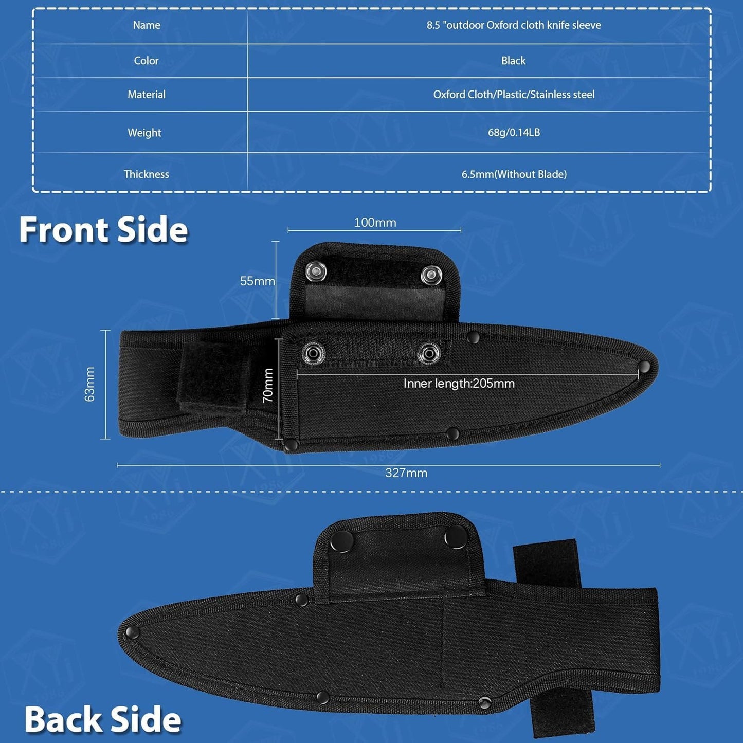 Universal Knife Sheath, Black, 12x2.5 inch
