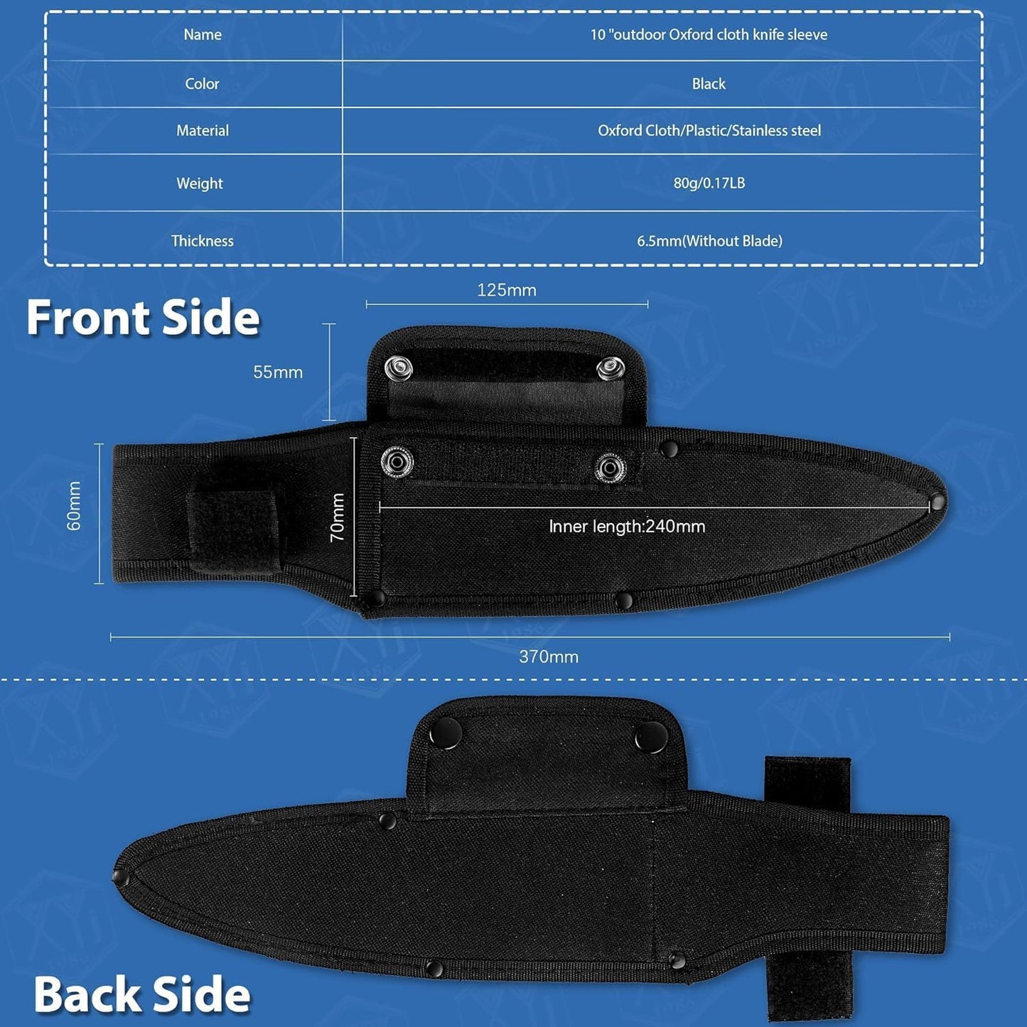 Universal Knife Sheath, Black, 12x2.5 inch