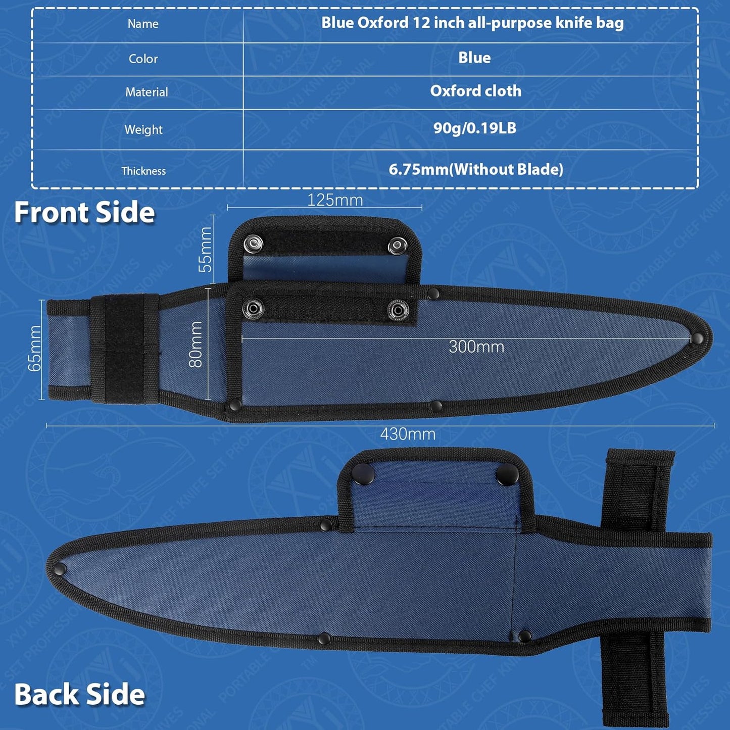 Universal Knife Sheath, Black, 12x2.5 inch