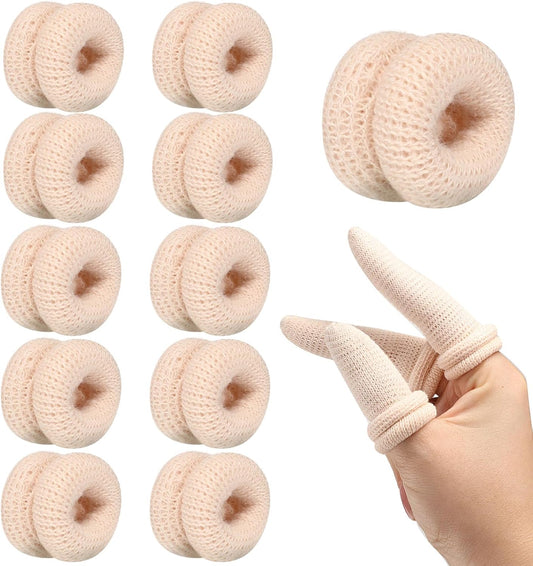 10Pcs Finger Bandage Fingertip Bandages Breathable Thumb Protector Skin Color Cotton Fingers Cots for Work Kitchen Garden