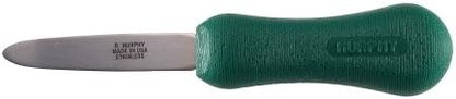 R Murphy/Ramelson New Haven Oyster Shucking Knife, Shucker Tool Opener, Curved Bent Tip, Wood Handle, Stainless Steel Blade, Made in USA, Green Handle, 1 Pack