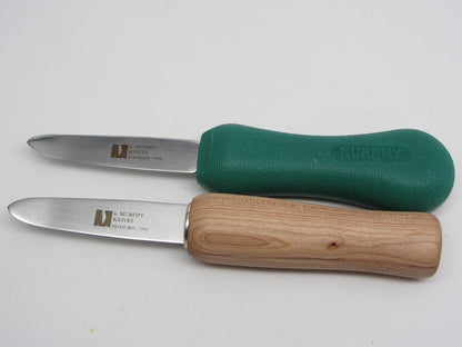 R Murphy/Ramelson New Haven Oyster Shucking Knife, Shucker Tool Opener, Curved Bent Tip, Wood Handle, Stainless Steel Blade, Made in USA, Green Handle, 1 Pack