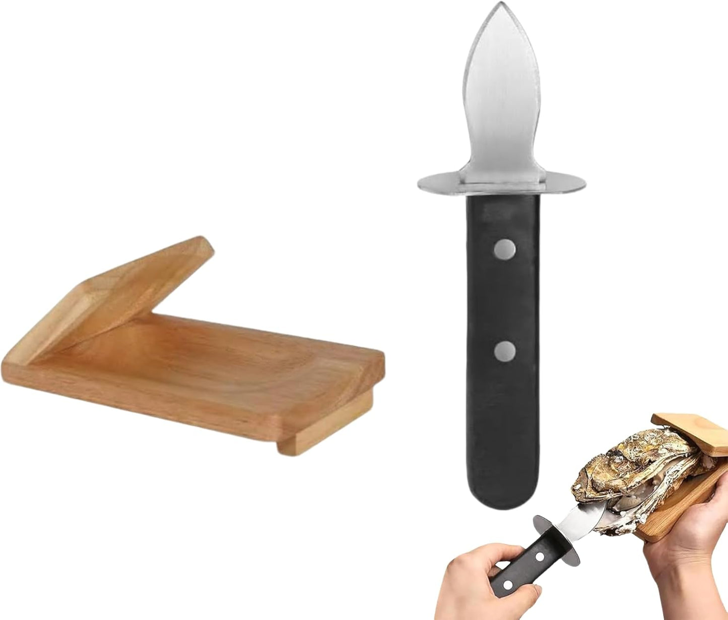 2Pcs Oyster Shucking Opener, Oyster Knife Shucker Set, Shucker Seafood Clam Tool Holder Easy to Use Seafood Tools Specialty Tools