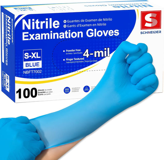 Medical Nitrile Exam Gloves, 4 mil, Powder-Free, Latex-Free, Disposable Gloves for Cleaning and Food Prep