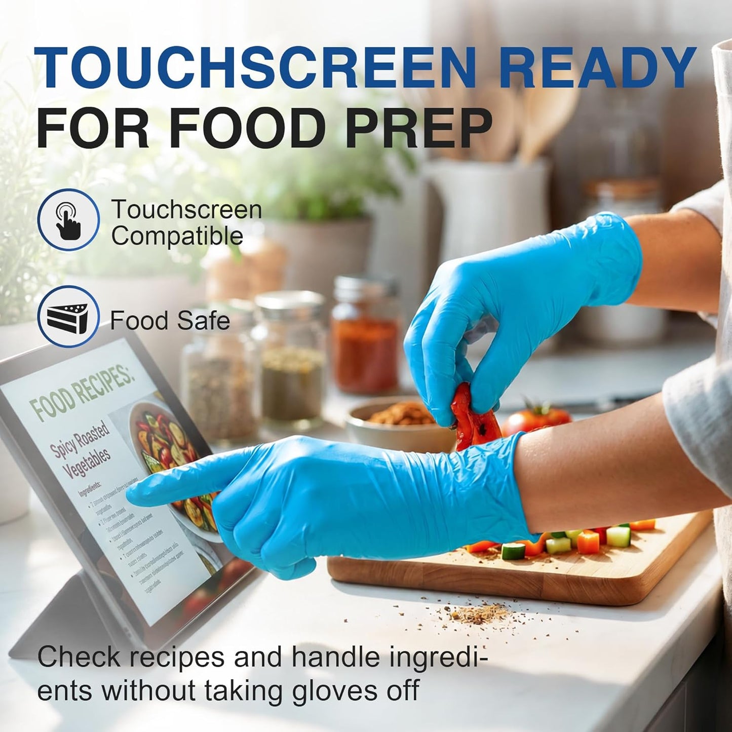 Medical Nitrile Exam Gloves, 4 mil, Powder-Free, Latex-Free, Disposable Gloves for Cleaning and Food Prep
