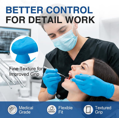 Medical Nitrile Exam Gloves, 4 mil, Powder-Free, Latex-Free, Disposable Gloves for Cleaning and Food Prep