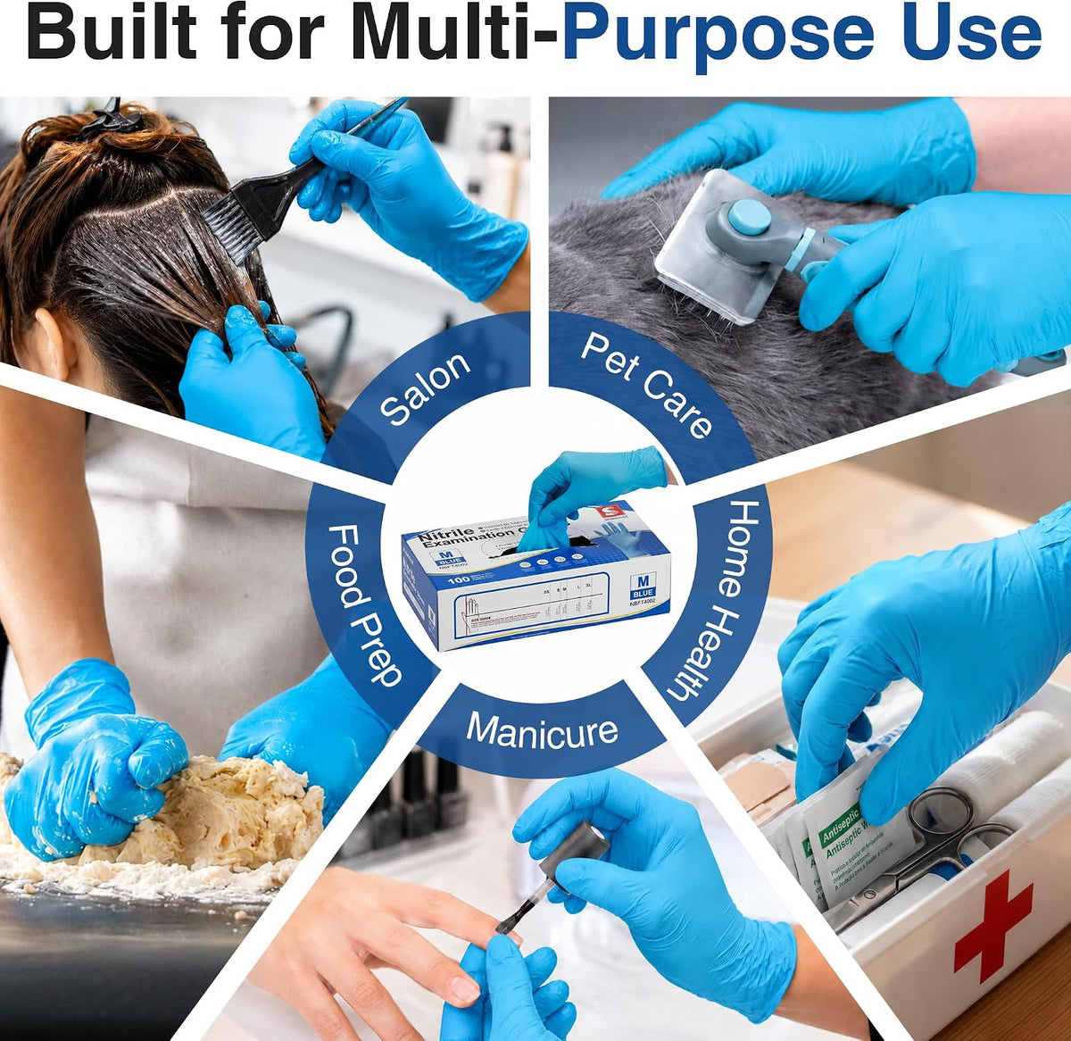 Medical Nitrile Exam Gloves, 4 mil, Powder-Free, Latex-Free, Disposable Gloves for Cleaning and Food Prep